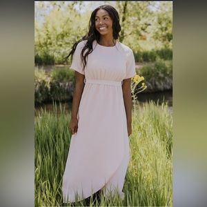 Roolee Blush Champagne pink eyelet dress